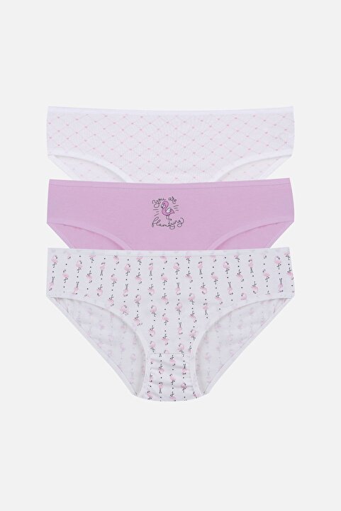 koza iç giyim Kız Çocuk 3'lü Flamingo Desenli Slip