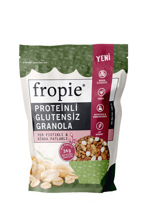 FROPİE Glutensiz Protein Granola - Yer Fıstıklı ve Kinoa Patlaklı 240 gr