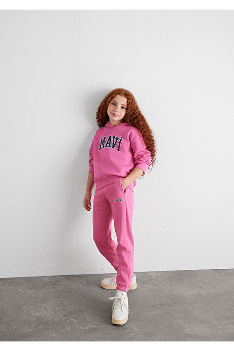 Mavi Logo Baskılı Pembe Eşofman Altı 7010000-70982