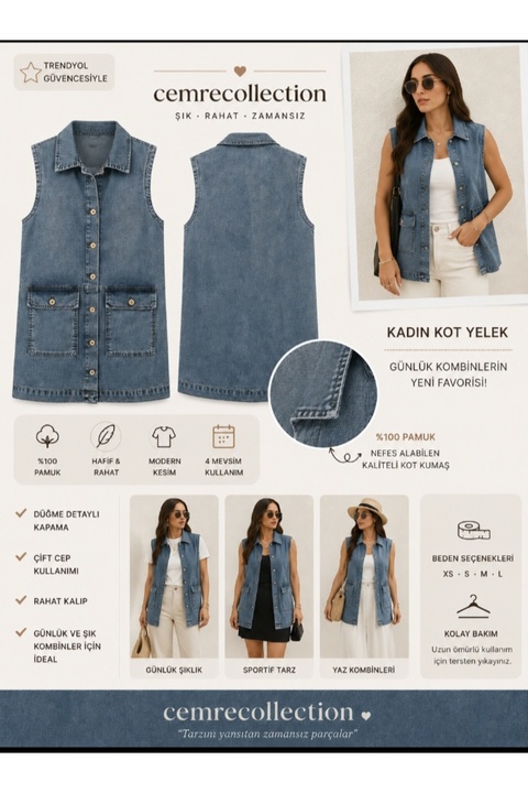Cemre Collection Denimkumaşkadınkotyelek