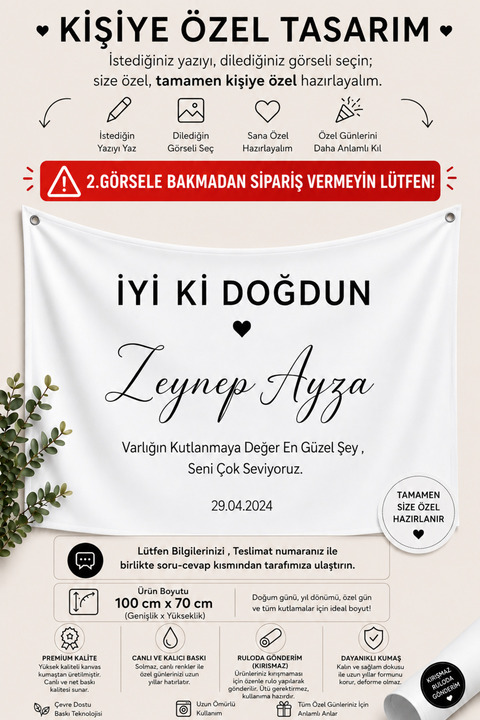 Ayza Tasarım Kişiye Özel Doğum Günü Yazısı Happy Birthday Duvar Örtüsü Duvar Halısı Birinci Kalite Kanvas Kumaş