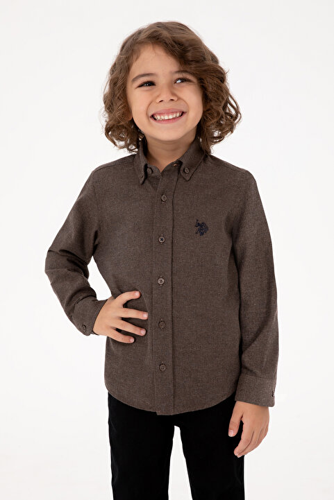 U.S. Polo Assn. Erkek Çocuk Kahverengi Uzun Kollu Basic Gömlek 50316769-VR029