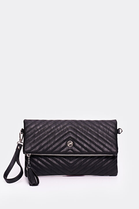 MORCA Kadın Clutch Portföy Çantası Uzun Askılı Siyah