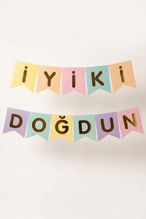 Bunloon Makaron Renk İyi Ki Doğdun Banner Doğum Günü Parti Süsleme