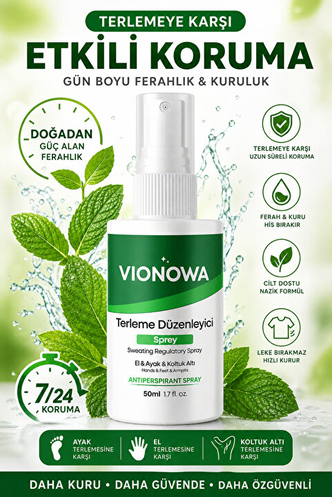 Genel Markalar VIONOWA Terleme Önleyici Koltuk Altı El Ayak Perspirant Sprey 50ML