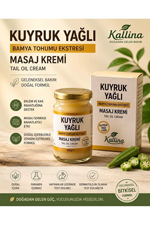 ALLİNA Kallina Kuyruk Yağlı Krem(Bamya Tohumu ve Kekik Yağı İlaveli)100 ml