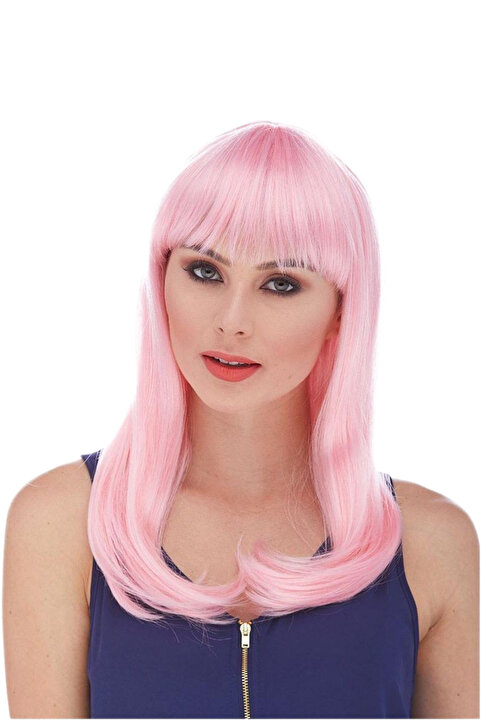 ReilaParty Soft Pembe Renk Uzun Saç Parti Peruğu