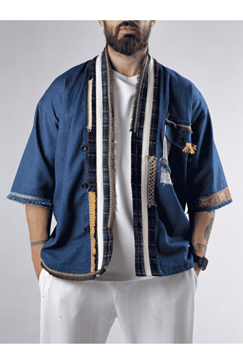 COCOPELLI Tasarım Denim Erkek Kimono COC3212
