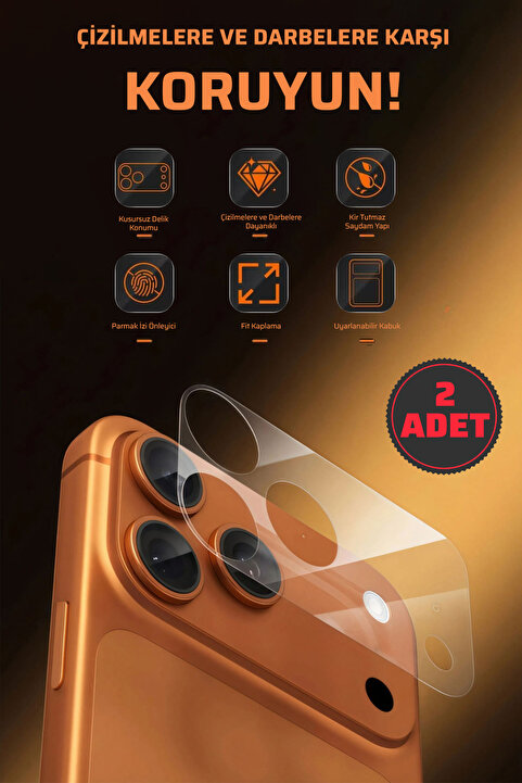 Phonextra iPhone 17 Pro Max Uyumlu Nano Kamera Lens Koruyucu Esnek Şeffaf Kaplama Çizilme Karşıtı HD Koruma