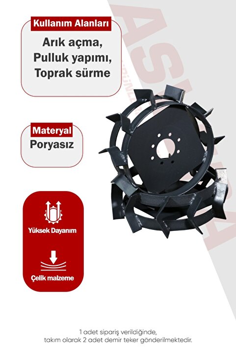 Kaan Asvera Çapa Makinesi Demir Teker Takımı 4.00-8 - 5-7.5 HP Uyumlu Arazi Tipi Demir Tekerlek