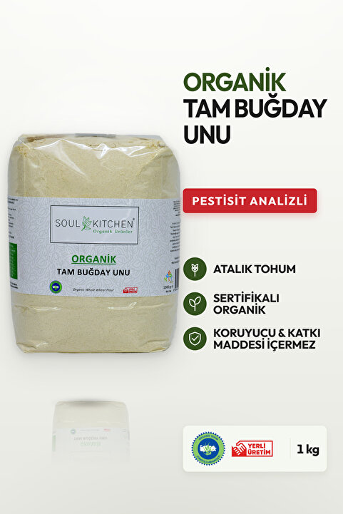Soul Kitchen Organik Ürünler Organik Tam Buğday Unu Katkısız 1000 g