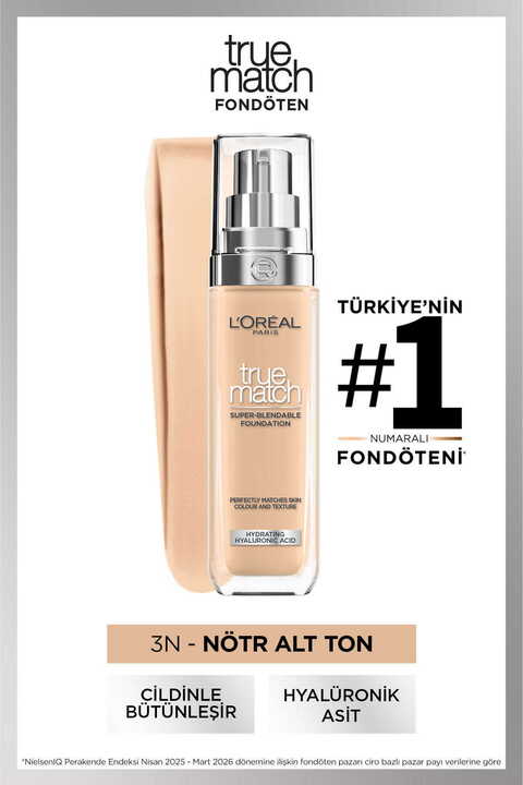 L'Oreal Paris True Match Bakım Yapan Fondöten - 3N Nötr Alt Ton