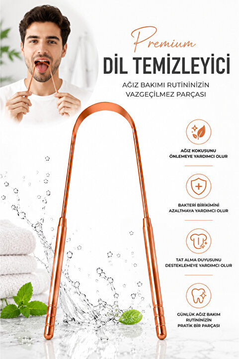Soillium %100 Bakır Dil Sıyırıcı Temizleme Aparatı Yoga Dil Kazıma Çubuğu Universal Temizleyici Kazıyıcı