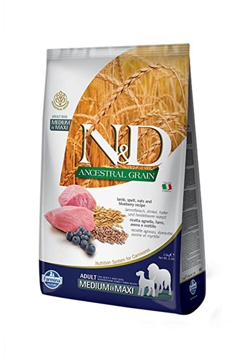 N & D Az Tahıllı Kuzulu Orta-Büyük Irk Yetişkin Köpek Maması 12 KG
