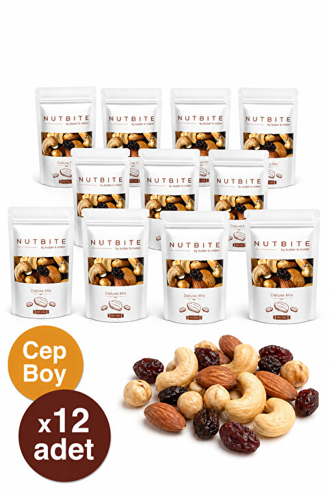 NUTBITE 12'li Cep Boy Deluxe Mix - 12 x 40gr Cep Boy - Hafif Atıştırmalık