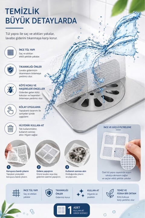 optana 1 Ad Banyo Gider Süzgeci Saç Yakalayıcı Süzgeç Banyo Duş Gider Tıkanık Önleyici Haşere Engelleyici