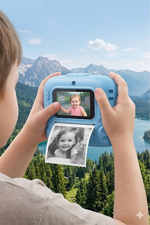 Feer Teknoloji Çocuklar Için Anında Siyah Beyaz Baskı Fotoğraf Makinesi | Yedek Rulo Dahil Eğlenceli Kamera