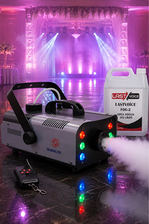 Quenlite QL-1200RGB-LK LED Işıklı Sis Makinası 1200 Watt Uzaktan Kumandalı (5 Litre Likit ile Birlikte)