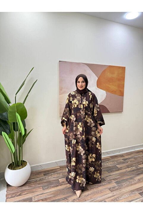 İLGEN FASHİON Bahar Çiçekli Modal Elbise-Oversize-Tesettür & Uzun Yazlık Elbise