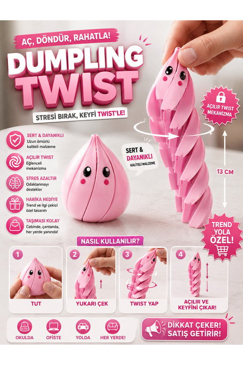 HEDİYEVİM Squishy Dumpling Çin mantısı Rahatlatıcı, Stres Giderici Fidget Oyuncak