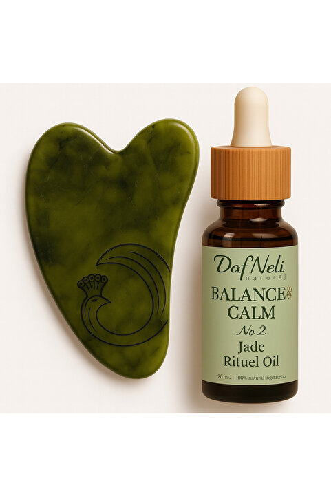 Dafneli Natural Gua Sha Yüz Masaj Seti/ Yüz Masaj Yağı&Yeşim Taşı