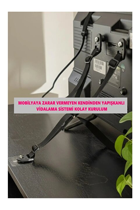 usin Y Tipi Mobilyaya Kendinden Yapışkanlı LCD TV Askısı Sabitleme Çoçuk Deprem Koruma Güvenlik Kemeri