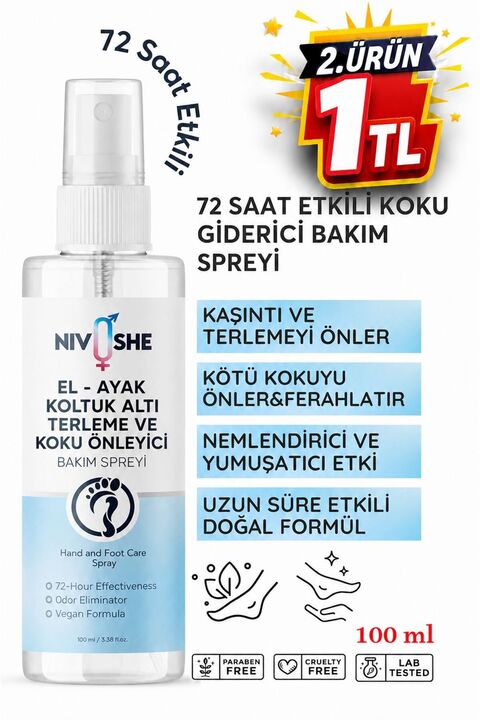 NIVOSHE Premium 100ml Ayak Kokusu Giderici Önleyici Ayakkabı Ayak Kokusu Spreyi Ve Koltuk Altı Terleme Önleyici
