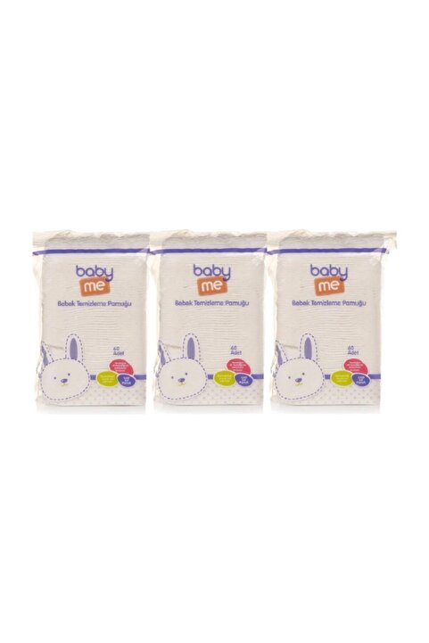 Baby Me Bebek Temizleme Pamuğu 3 Lü Paket 60 Adetli