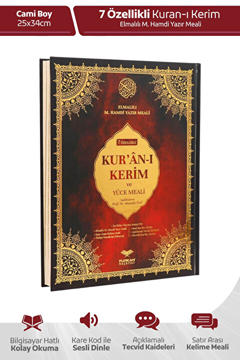 Furkan Neşriyat Kuranı Kerim 7 Özellikli Arapça Satır Arası Türkçe Okunuş Kelime Anlamı Meal Tecvidli Cami Boy