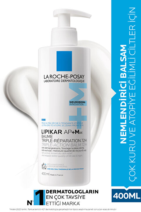 La Roche Posay Lipikar Baume Nemlendirici Balsam AP Kuru/Atopiye Eğilim Gösterebilen Ciltler 400ml