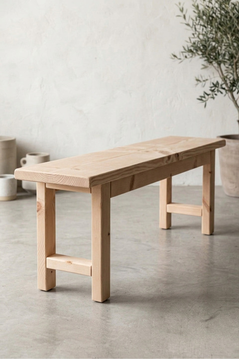 Has AKS orman Naturel Ahşap Ladin MODERN Bench Tabure (30x100)