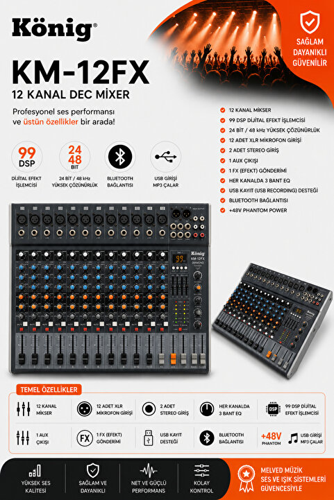 König KM-12FX DIAMOND 12 KANAL DECK MİXER