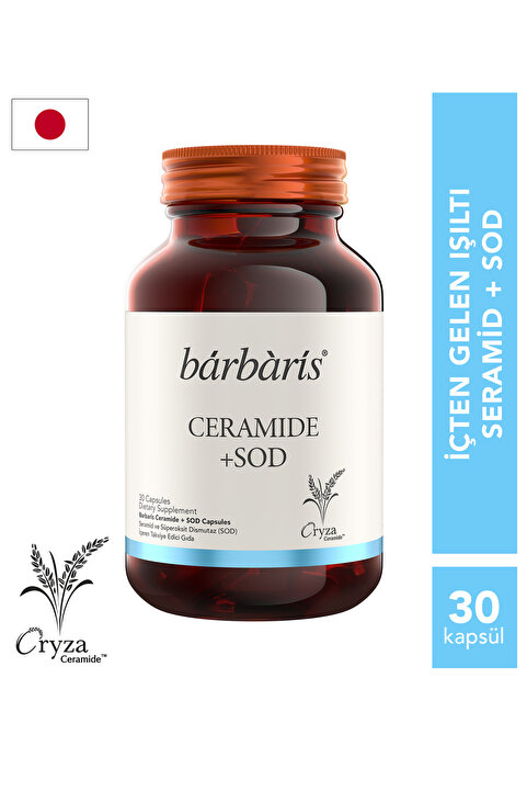 Barbaris Ceramide + SOD- 30 Kapsül - 40 mg Seramid İçeren Takviye Edici Gıda, (Japonya Patentli Pirinç Seramidi)