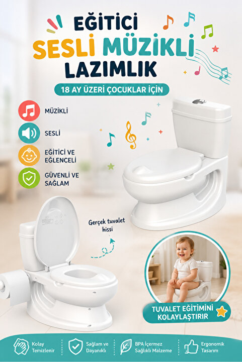 TWOX Eğitici Sesli Lazımlık 18 Ay+ Çocuk Tuvalet Eğitim Lazımlığı Beyaz başlık