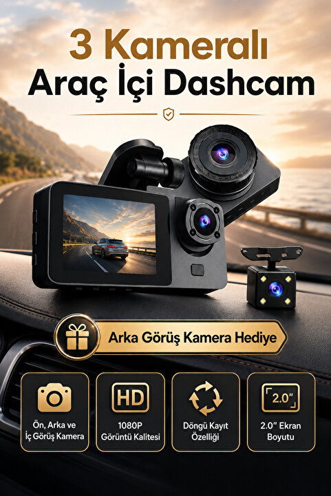 SEYUTECH Araç İçi Hd Kamera 3 Kameralı Wifi Özellikli 1080P Full Hd Gece Görüşlü G-Sensör Dashcam Y15