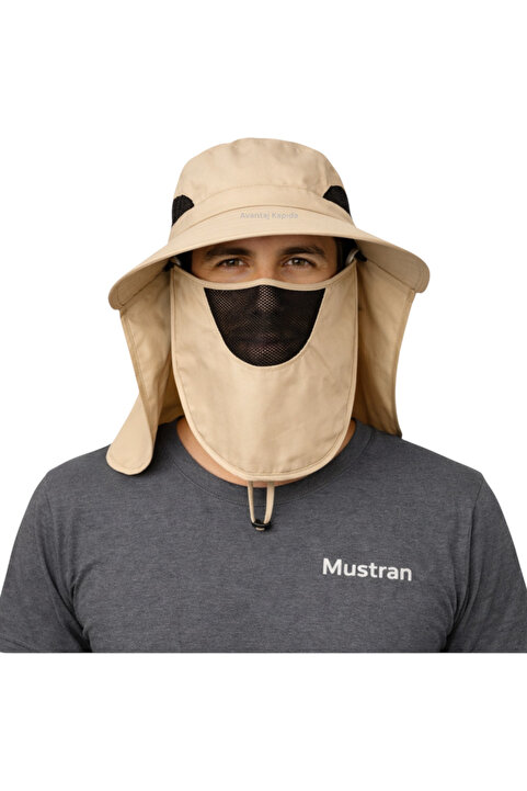 Mustran Güneş Korumalı Sök Tak Maskeli Unisex Enseli Şapka Sinek Koruyucu Tarla Balıkçı Kamp Outdoor Plaj