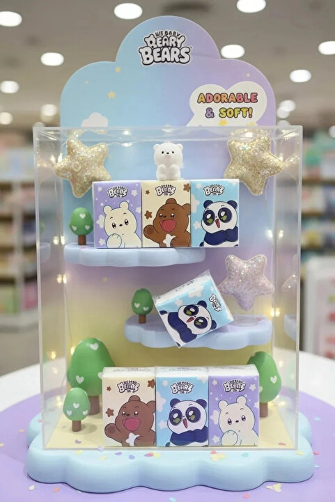 Miniso We Baby Bears Lisanslı Baskılı Kağıt Mendil – Yumuşak Dokulu 7 Yaprak 12'li Paket