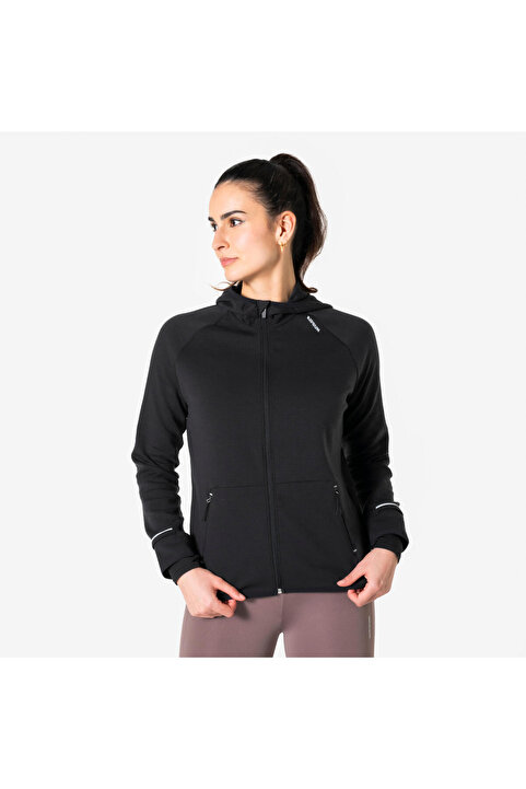 Decathlon Kiprun Kadın Koşu Yağmurluğu - Siyah/Füme - KIPRUN Run 500 Warm