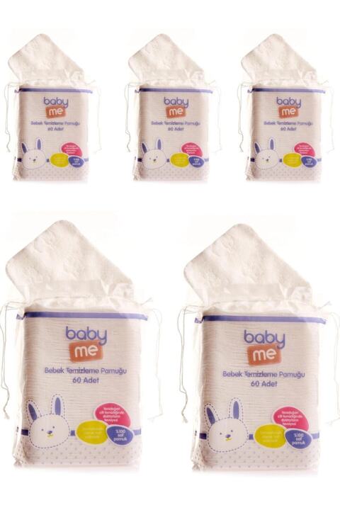 Baby Me Bebek Temizleme Pamuğu 5 Li Paket 60 Adetli