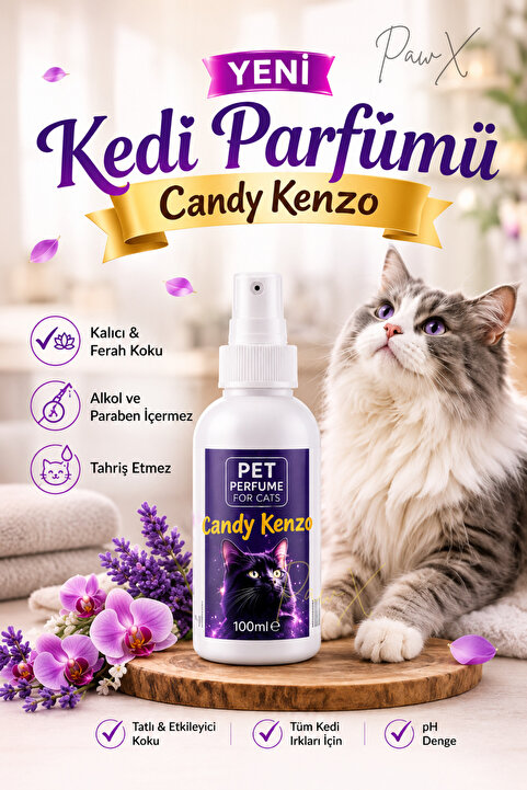 PawX Kedi Parfüm Sprey 100 ml Koku Giderici | Candy Okyanus Nazik ve Dengeli Koku
