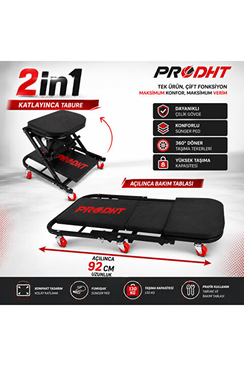 DHT PRODHT Araç Altı Bakım Tablası (Yatma ve Tabureli Tahtası) D12040039