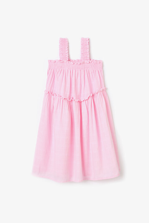 Penti Açık Pembe Kız Çocuk Texture Fırfırlı Kolsuz Elbise