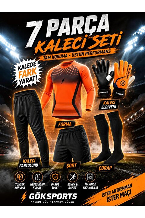 GK DEGAJ Çocuk Kaleci Forması Şortu Çocuk Kaleci Eldiveni Çocuk Kaleci Pantolonu Çorabı Seti
