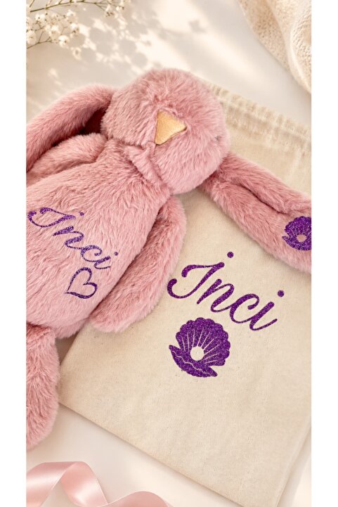 Viela Gift Atelier İsme Özel Uyku arkadaşı Peluş Tavşan - İsimli Bebeklere özel hediye