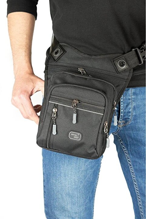 Classbag Erkek Siyah-Gri, Su Geçirmez ,Çok Gözlü Motosiklet Kurye ,Bel, Bacak, Omuz Çantası Bodybag