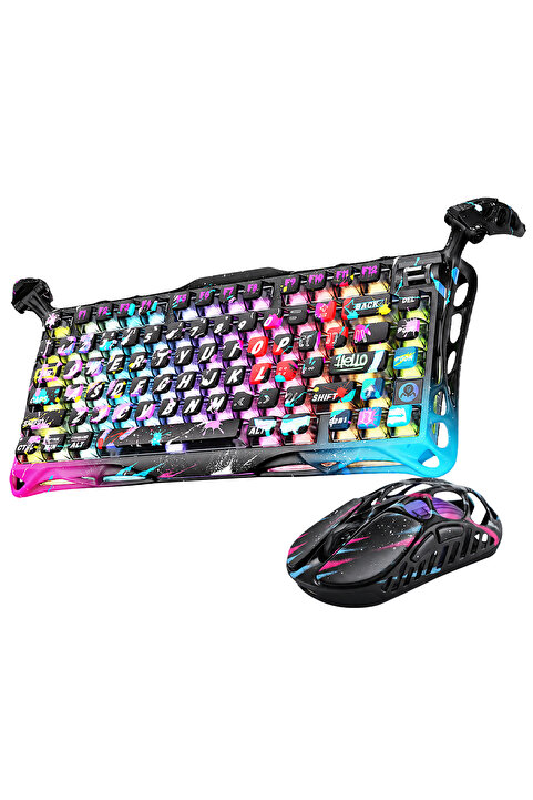 Gravastar Mercury V75 Pro Rapid Trig 8KHz Kablolu Manyetik Klavye XPro 32K DPI Kablosuz Mouse Oyuncu Set, Neon