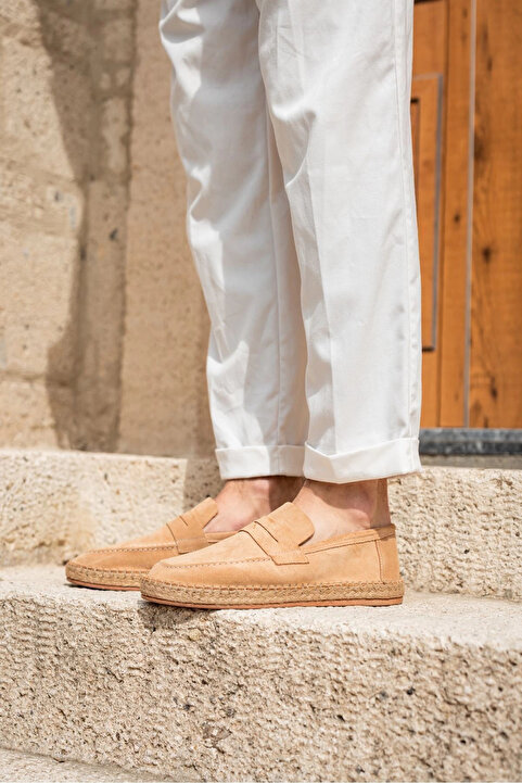 by selvi Lukka Shoes Rose Bej Hakiki Deri Süet Erkek Loafer ayakkabı espadril