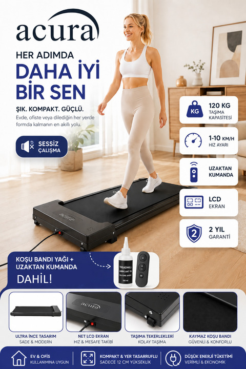 Acura AC-490 Portatif Yürüme ve Koşu Bandı