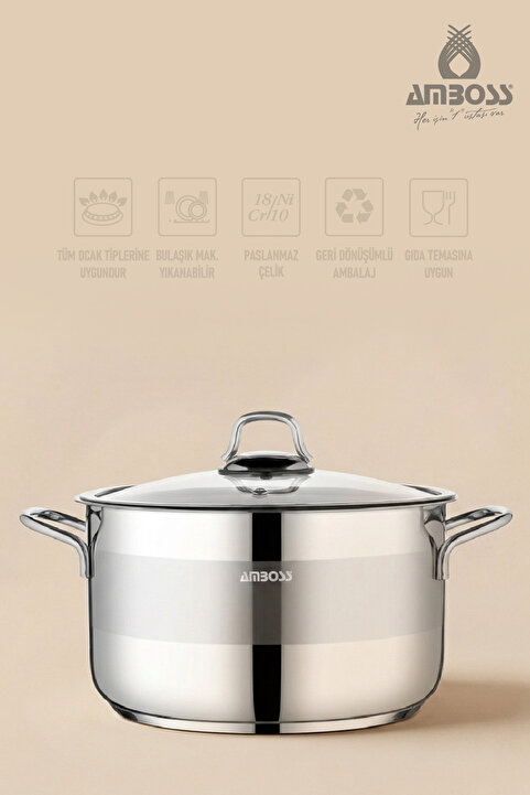 Amboss Saphire 24 Cm Derin Tencere - Cam Kapak