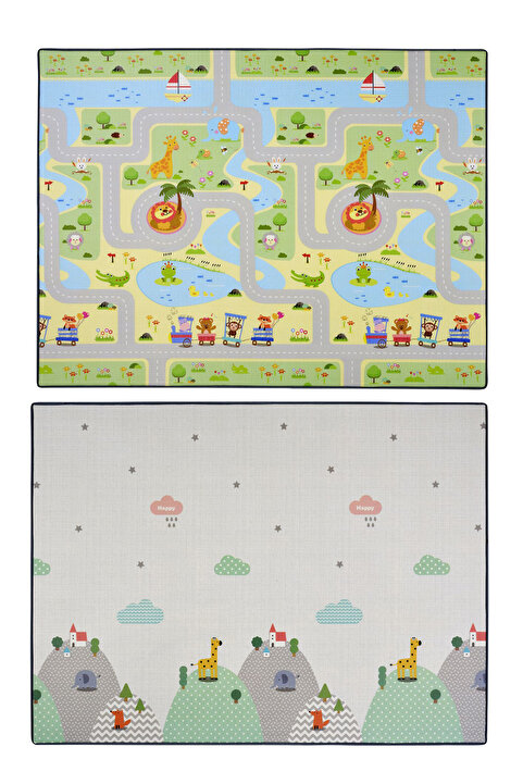 Coolmats 200x140x1.5 Cm Yeşil Parkur - Bulutlar Dağlar Rulo Oyun Matı